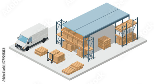 Efficient warehouse logistics with isometric shipping and storage solutions