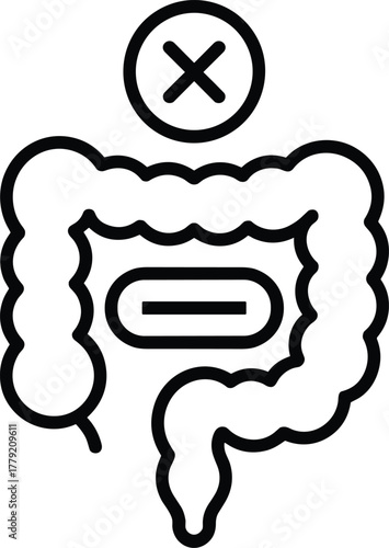 Problem digest icon abdominal upset stomach intestinal disease ailment remedy vector