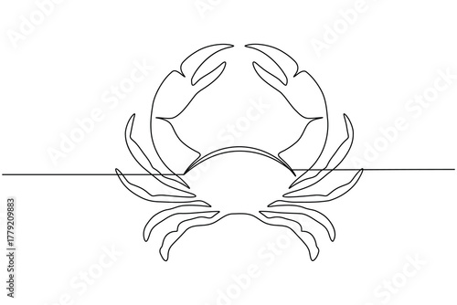 One line drawing of crab minimal sea animal illustration for marine art design