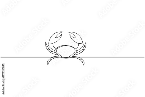 One line drawing of crab minimal sea animal illustration for marine art design