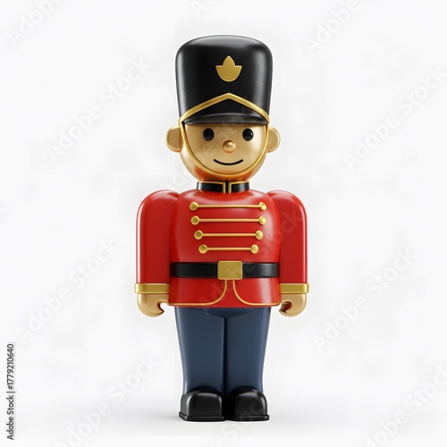 Stylized 3D Toy Soldier Character Isolated on White Background perfect for Christmas decoration, children's book