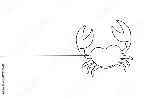 One line drawing of crab minimal sea animal illustration for marine art design