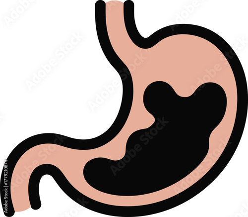 Stomach Organ Icon With Nutrients Health Gastro Abdomen Digestive Supplement Remedy