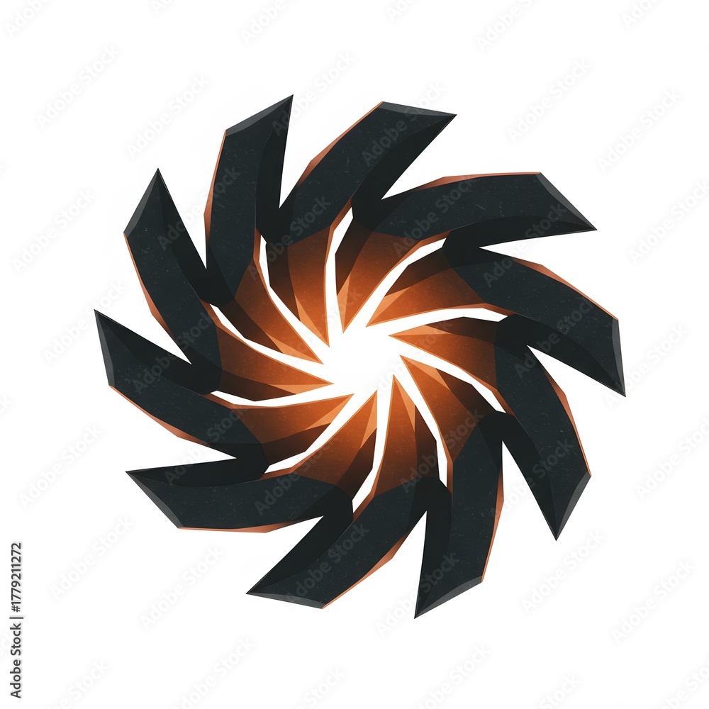 Fototapeta premium Futuristic Black & Orange Glowing Vortex Logo Concept perfect for Logo design, app icon, website banner, presentation