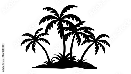 Tropical Silhouette: A striking silhouette of palm trees set against a tranquil backdrop, evoking feelings of warm sun and seaside bliss.