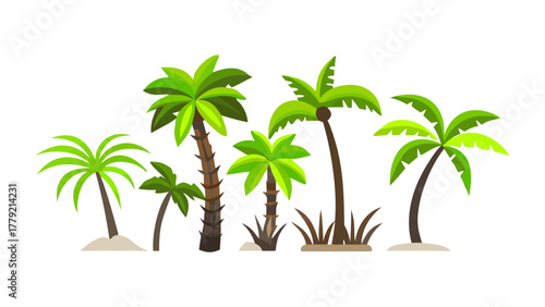 Tropical Oasis: A collection of lush, green palm trees stands tall and proud, transporting viewers to a sun-kissed paradise.  