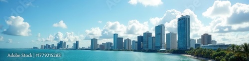 Breathtaking Miami cityscape, cloud-dappled sky, cute high-rises , view, blue, Florida