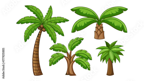 Palm Tree Collection: An assortment of lush palm trees, each showcasing unique features and designs, evoking a sense of tropical allure and island vibes.