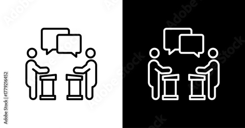 Classroom Debate  White Icon Set Design