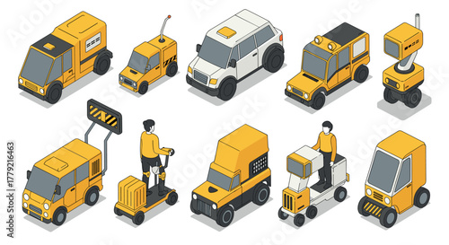 Isometric urban vehicles collection modern transportation icons and mobility solutions