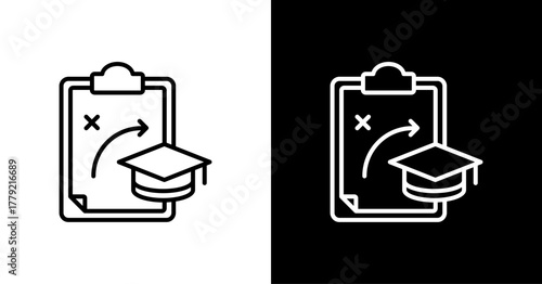Educational Strategies  White Icon Set Design