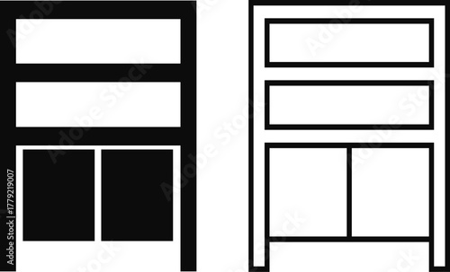 Cabinet vector icon set, office furniture, drawer storage, archive box, and file organizer collection, cupboard and filing cabinet group in black, flat, and line style vector illustration