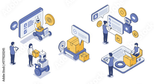 Isometric remote work and automation concepts with robot interaction