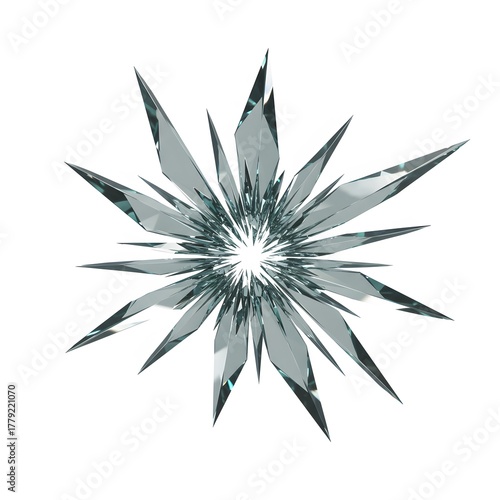 Abstract Glass Shard Starburst on White perfect for Website background, graphic design element, social media post,
