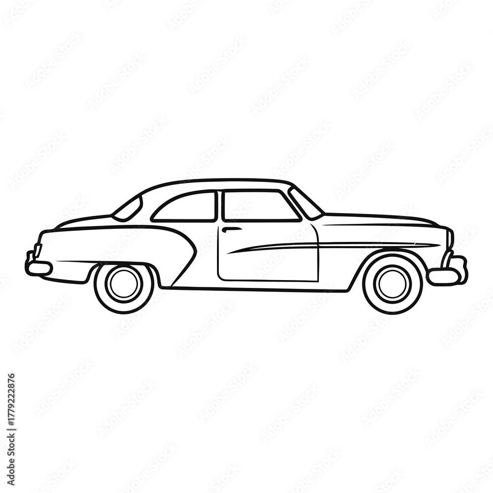 Fototapeta premium Classic vintage car outline ready to customize for your dream design project, offering endless creative possibilities and a touch of timeless nostalgia