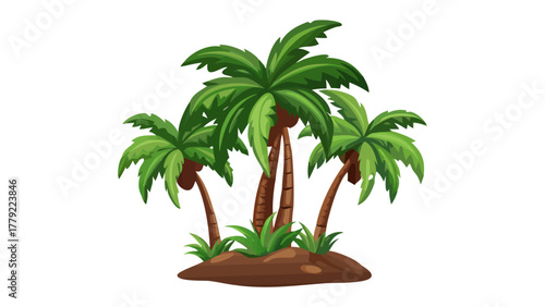 Tropical Oasis: A cluster of lush palm trees, their green fronds reaching skyward, create a serene tropical oasis. Capturing the essence of a tranquil getaway.