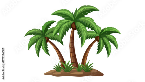 Tropical Paradise: Lush green palm trees stand tall, their fronds swaying gently, against a serene backdrop of azure skies. This image evokes feelings of tranquility.