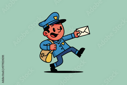 Happy Mailman Delivering Letters with a Smile.