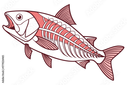 Diagram of a Fish Showing Bones Muscles and Internal Organs