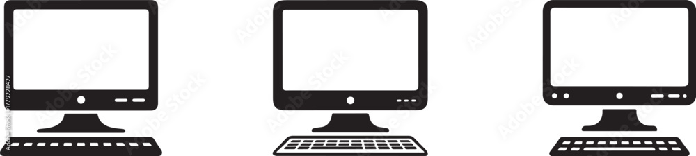 Fototapeta premium desktop computer icon silhouette on white background