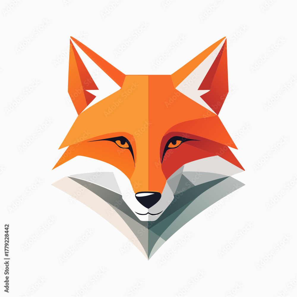 Obraz premium Stylized geometric fox head vector logo illustration.