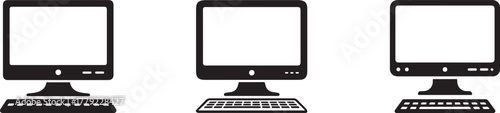 desktop computer icon silhouette on white background