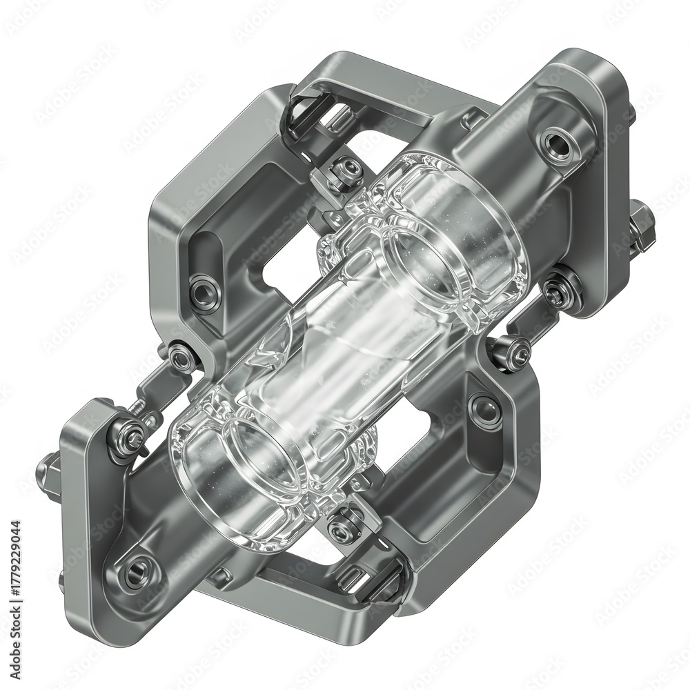 Naklejka premium Precision Engineered Industrial Component with Transparent Chamber perfect for technical documentation, engineering