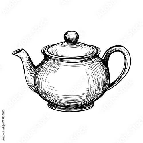 Hand-Drawn Japanese Teapot Vector Illustration – Traditional Tea Sketch