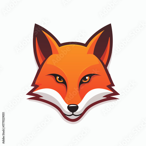 Stylized white Japanese Kitsune fox mask with orange eyes.