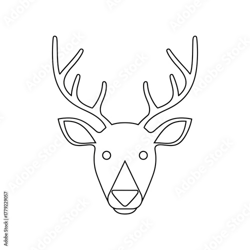 Elegant deer head silhouette with majestic antlers for nature themes
