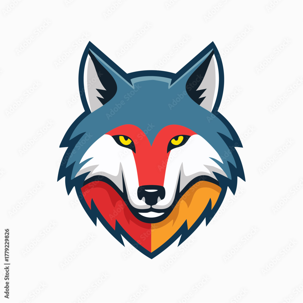 Fototapeta premium Vibrant Wolf Head Illustration A Colorful and Bold Design.