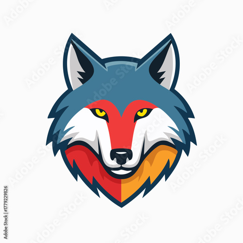 Vibrant Wolf Head Illustration A Colorful and Bold Design.