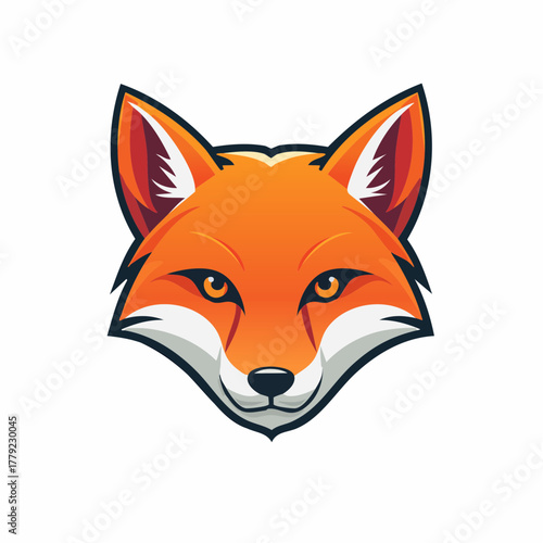 White Fox Head with Orange Accents Detailed Vector Illustration.