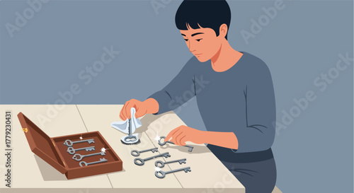 Person cleaning keys (1)
