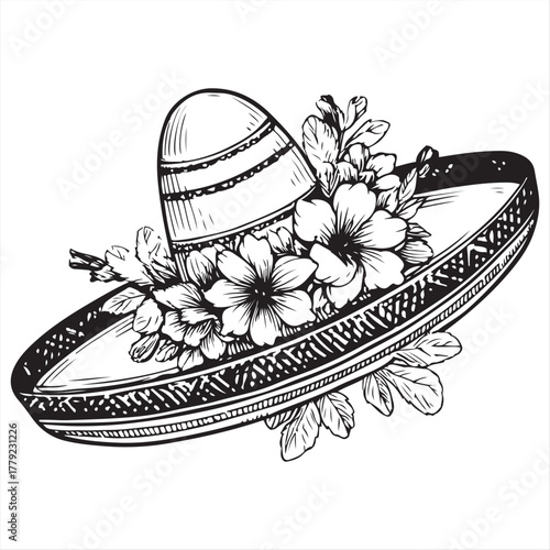 Elegant Sombrero Adorned with Delicate Flowers