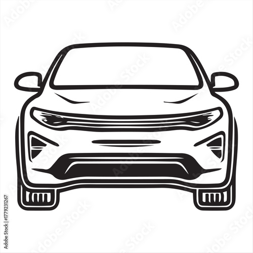 Fotografija Modern Car Front View Line Art Outline