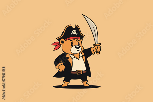 Brave Pirate Bear with Cutlass Ready for Adventure.