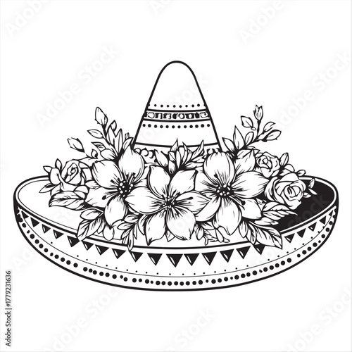 Elegant Sombrero Adorned with Delicate Flowers