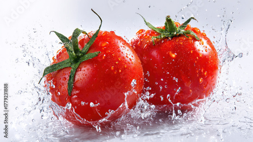 Fresh red tomatoes with wat...