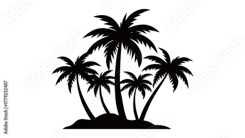 Tropical Palms Silhouette: Silhouette of a cluster of palm trees on a tropical island. this image represents vacation, relax