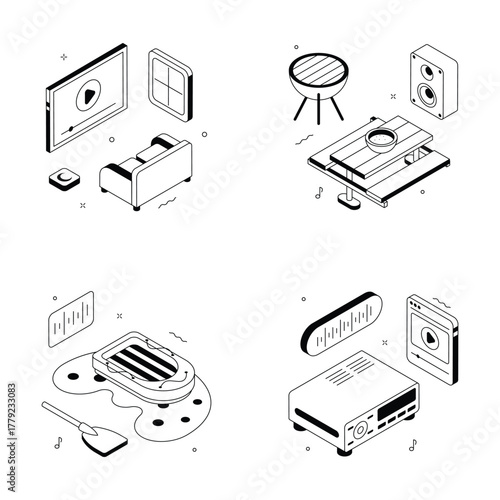 Take a look at this amazing entertainment isometric illustration set