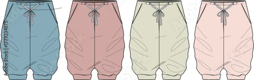 Collection of Stylish Casual Jogger Pants in Various Pastel Colors for Fashion Design
