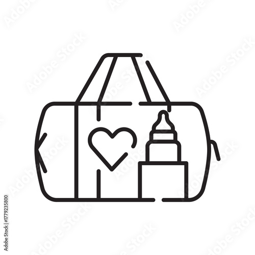 hospital maternity bag black line icon. Vector isolated element