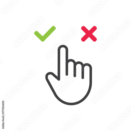 Stylish check mark icon set in green and red color, vector illustration.