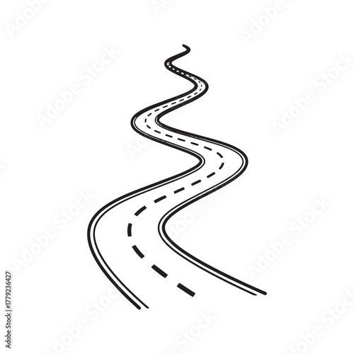 Winding road line art icon. Curved highway path, simple travel and journey route symbol. Vector illustration isolated on white background.

