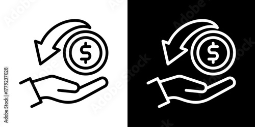 Return On Investment Icon Of Line Black And White Style