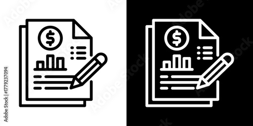 Financial Statement Icon Of Line Black And White Style