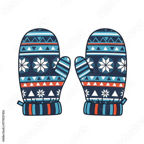 Cozy winter mittens with stylish Nordic snowflake pattern