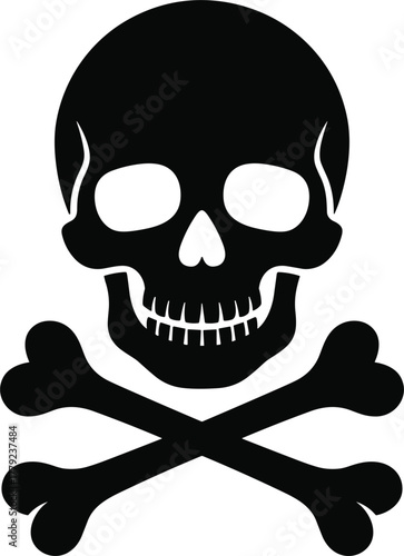 Vector Graphic Of Skull And Crossbones Sign Black Silhouette Danger Symbol Pirate Treachery Toxic Icon