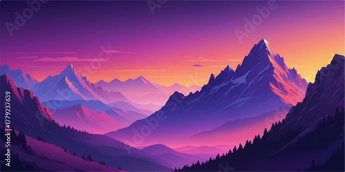 Deep rocky gorge between tall ridges under a glowing golden sunset sky, showcasing nature’s raw and untouched landscape.